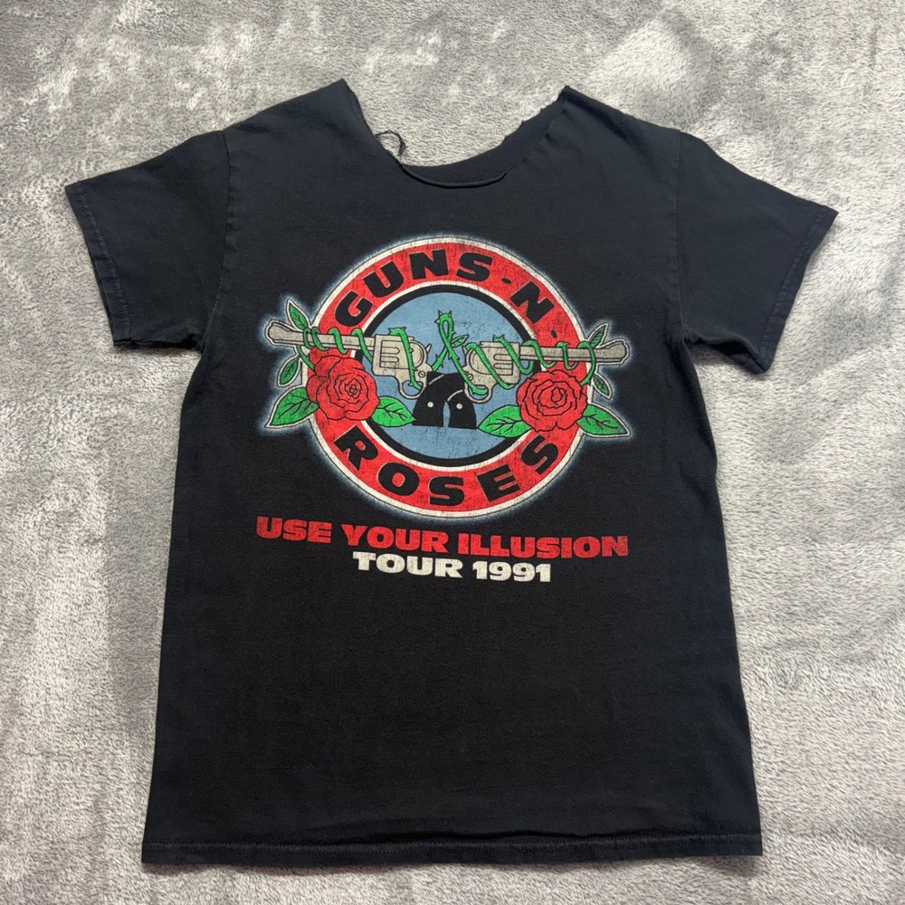Guns N Roses T-Shirt Mens Small Black Fair Use Your Illusion 1991 Tour Graphic